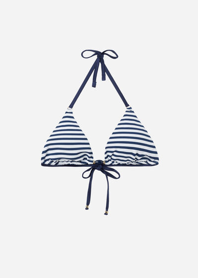 Triangle Bikini Top with Removable Padding Nautical Stripes