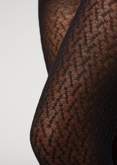 Wheat Ears-Patterned Cashmere Tights