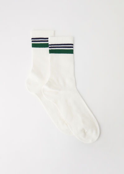 Calcetines Cortos con Motivo Raya de Hombre