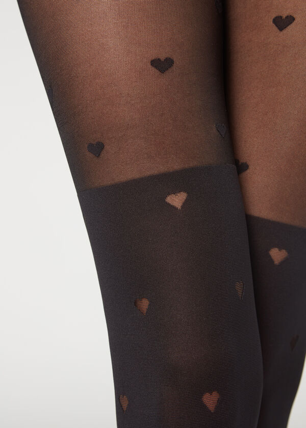 Little Hearts Over-Knee Effect Tights