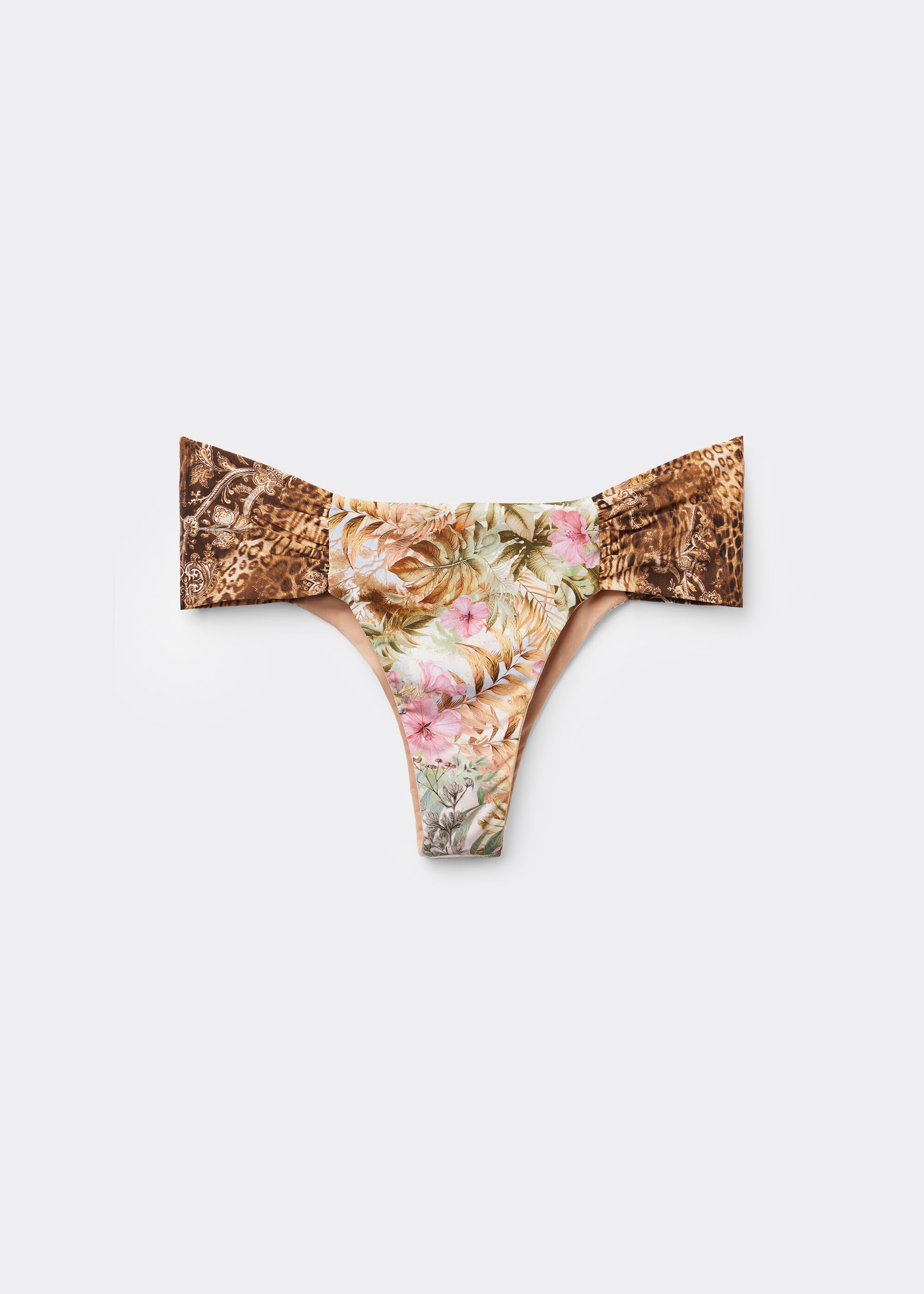 Ruched Brazilian Bikini Bottoms Wild Tropics