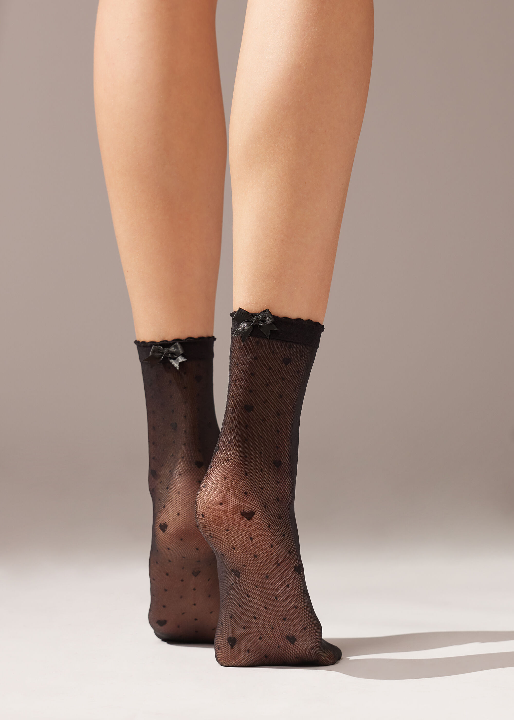 Hearts and Bow 30 Denier Sheer Short Socks