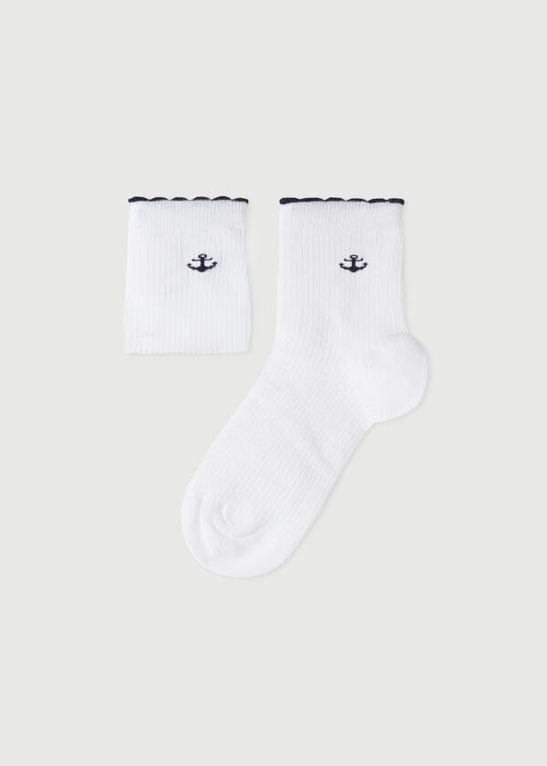 Girls’ Nautical Design Short Socks