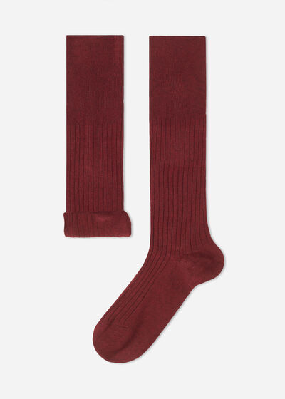Calcetines Largos en Cachemira Acanalada Hombre