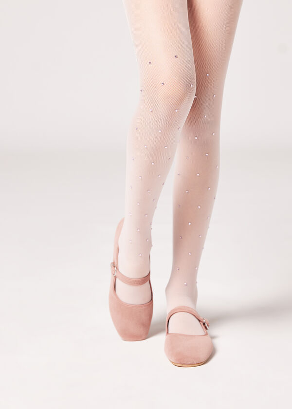 Girls’ Tulle Tights with Rhinestones