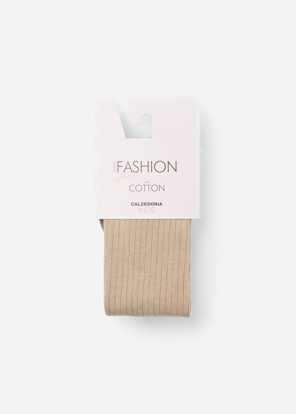 Girls Narrow Rib Cotton Tights