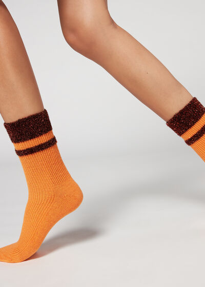 Krátke kašmírové ponožky s trblietavým lemom