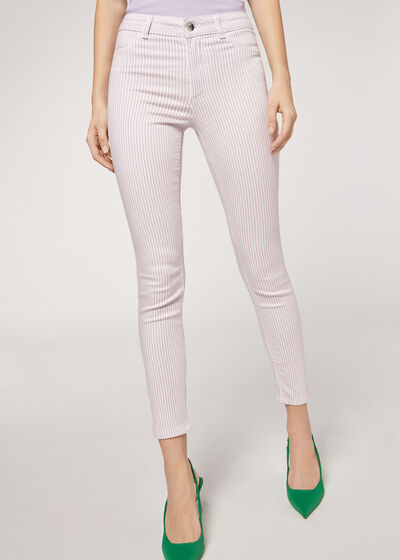 Striped Print Soft Touch Push Up Jeans