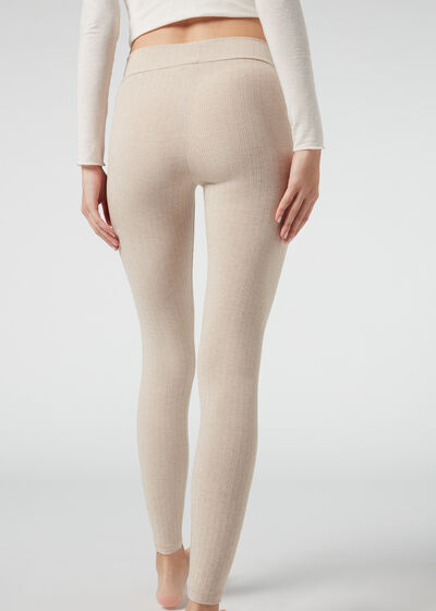 Gerippte Leggings mit Cashmere