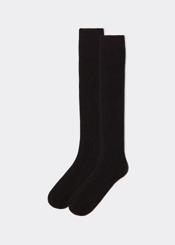 Men&rsquo;s Long Ribbed Socks with Wool and Cashmere