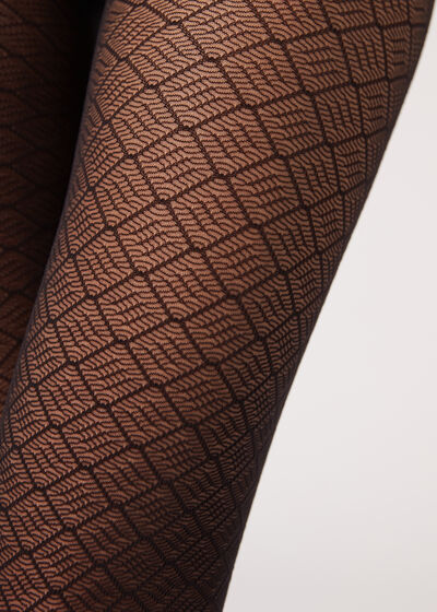 Diamond-Patterned 50 Denier Opaque Tights
