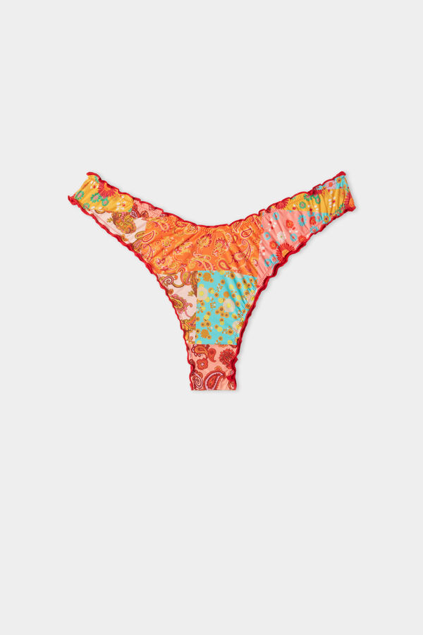 Brazilian-Bikinihose mit hohem Beinausschnitt mit Blumenmuster Alicante