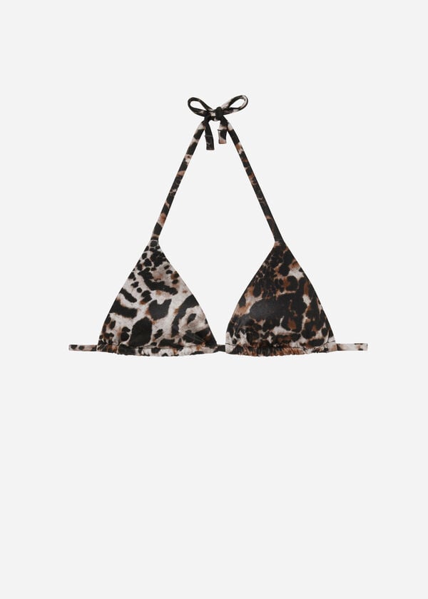 Triangle Bikini Top with Removable Padding Elegant Animalier