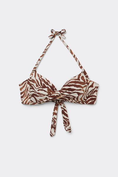 Top de Biquíni Triângulo Almofadado Brown Zebra