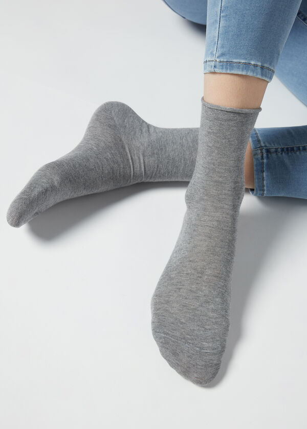 Korte katoenen sokken met rolboord