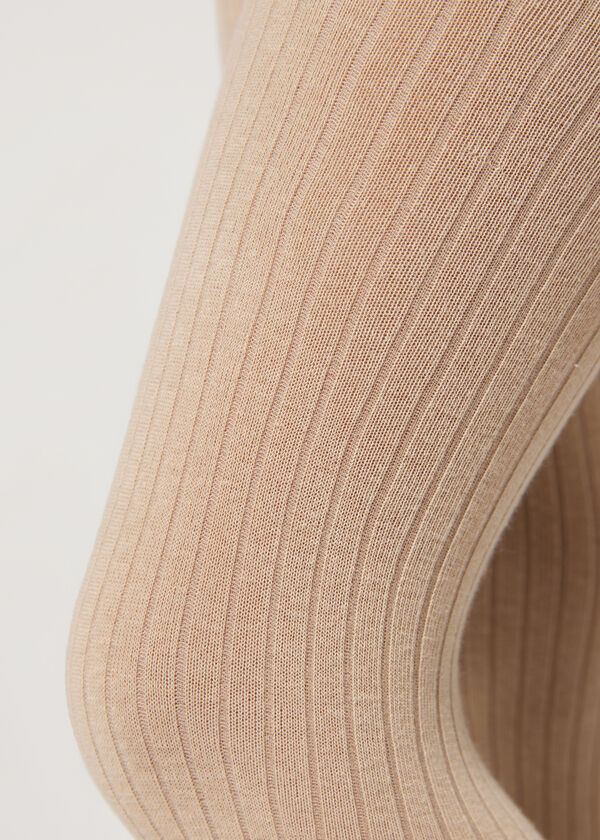 Girls Narrow Rib Cotton Tights