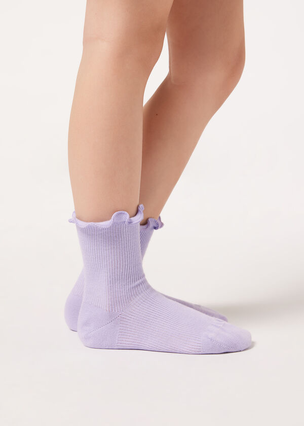 Dievčenské Nízke Vrúbkované Ponožky