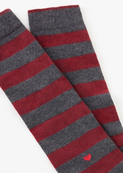 Dlouhé vzorované ponožky s pruhovaným vzorem