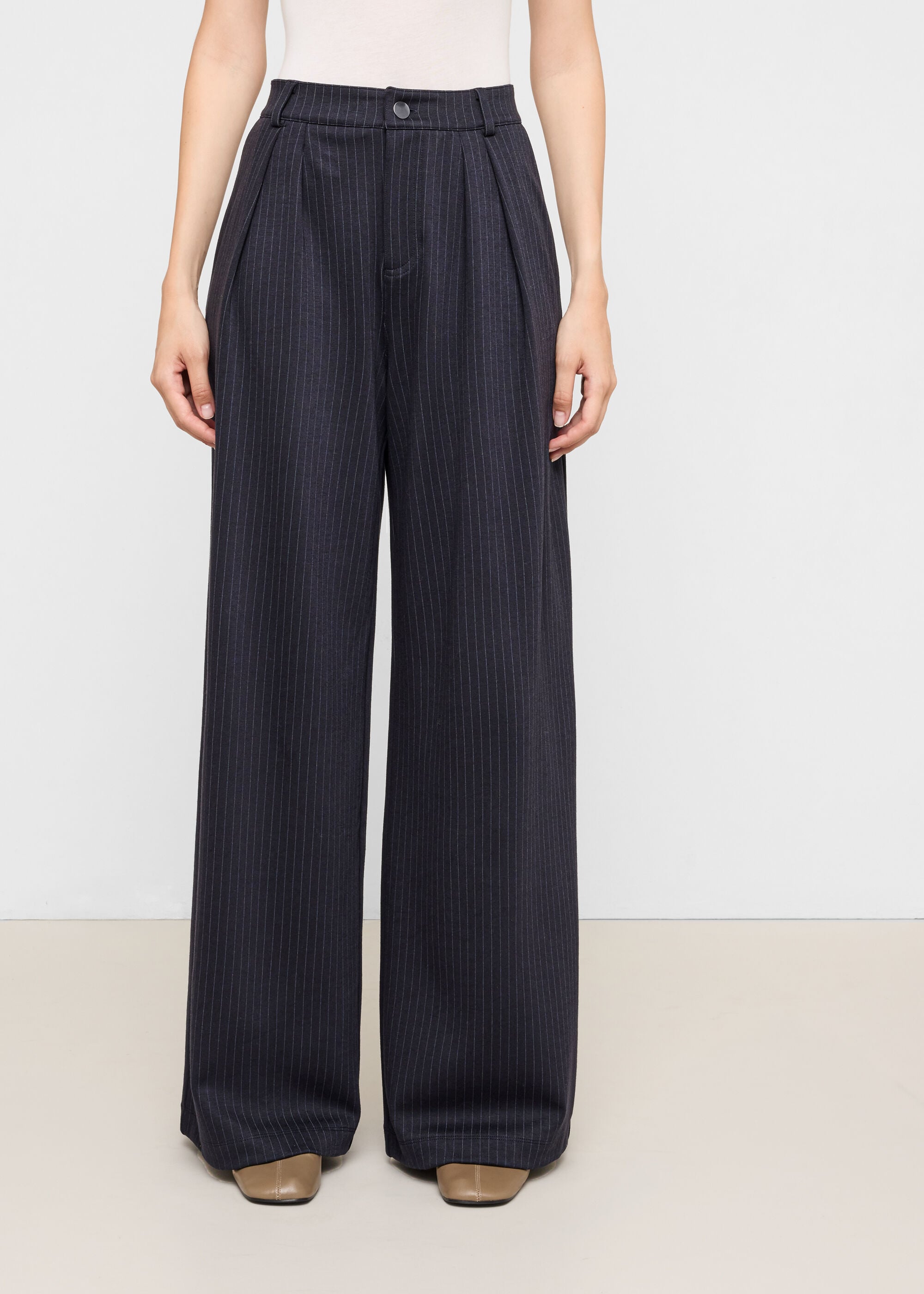 Pantaloni Largi tip Palazzo cu Dungi