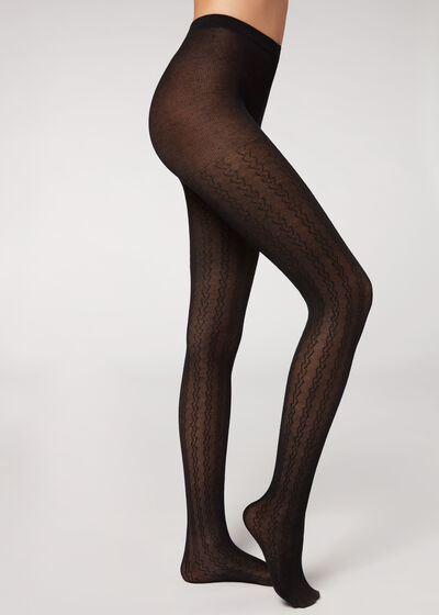 Cable-Knit Tights with Cashmere