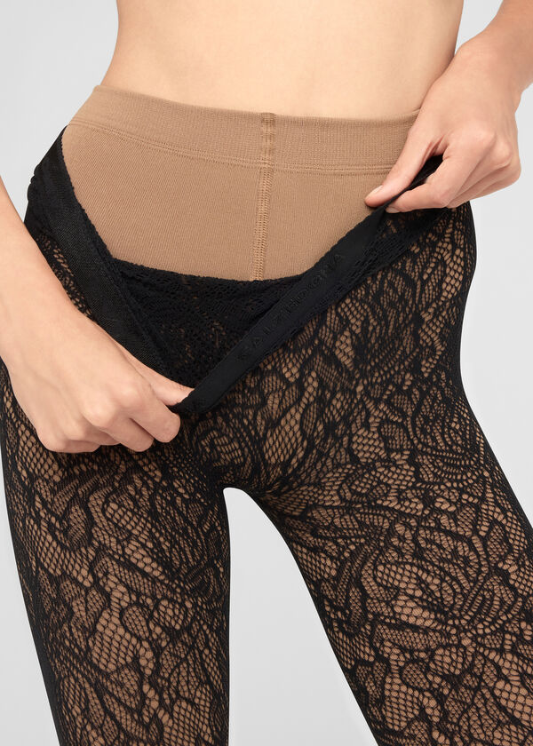 Double-Layer Thermal Tights with Lace