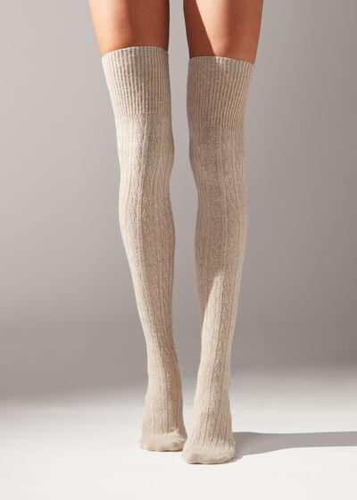 Cable-Knit Cashmere Over-the-Knee Socks