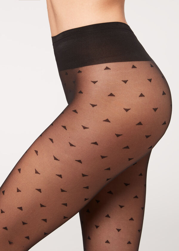 Triangle Patterned 30 Denier Sheer Tights