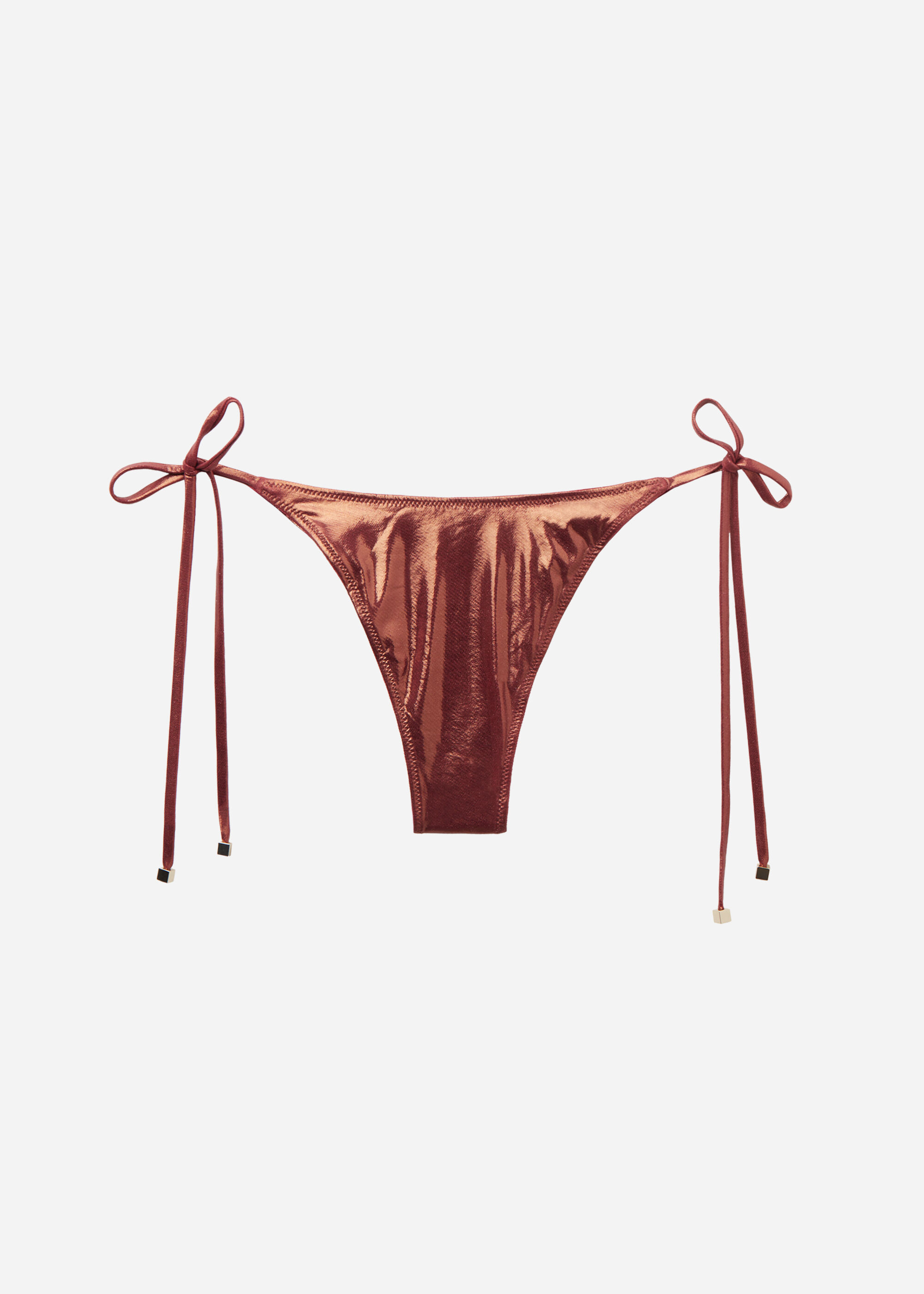 Brazilian-Bikinihose mit schmalen Bändchen Metallic Skin