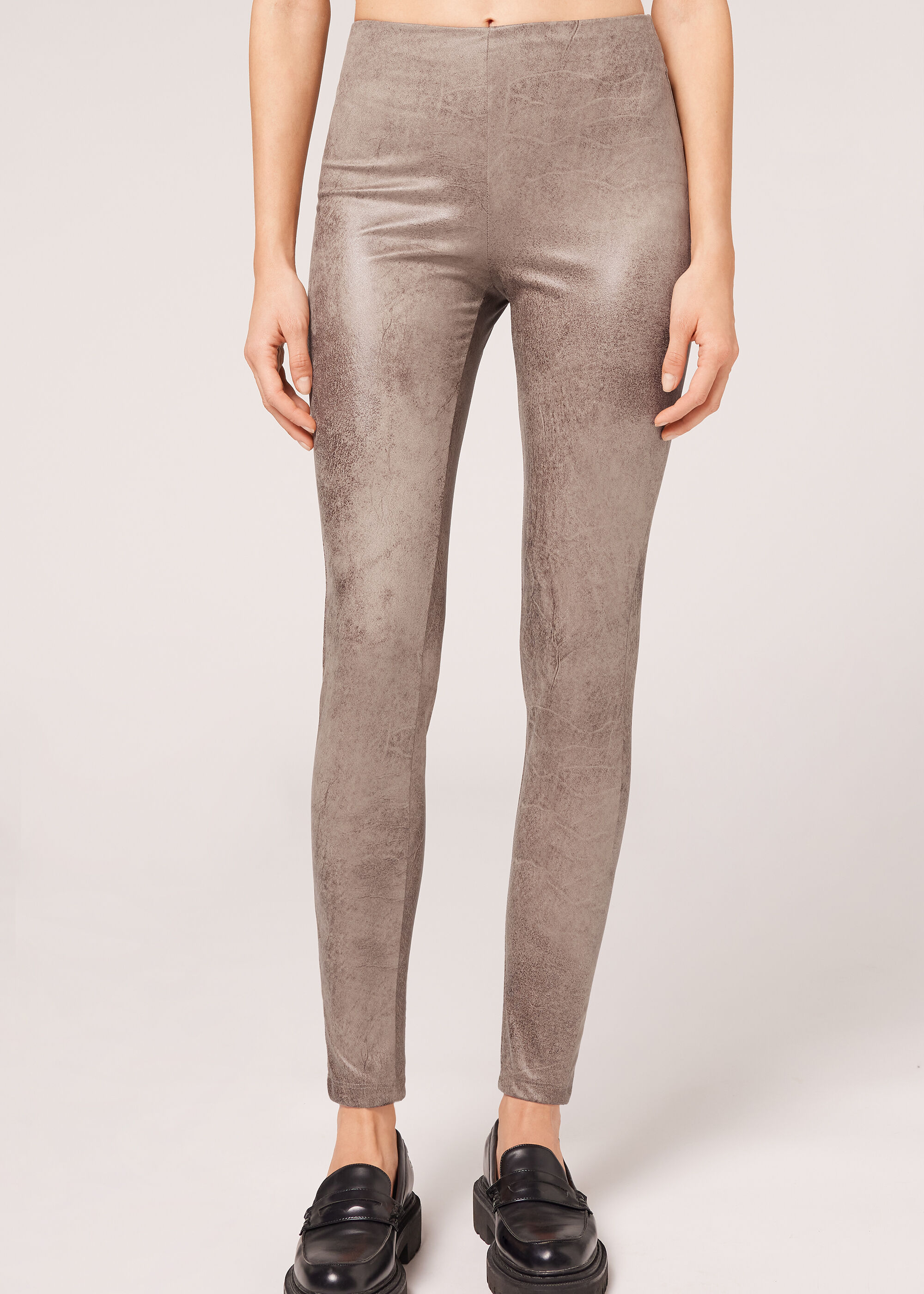 Legging en daim effet vintage