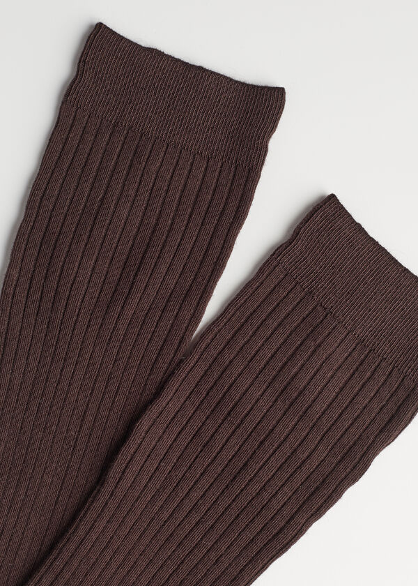 Lange gerippte Socken mit Cashmere