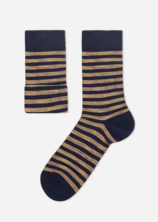 Krátké pánské žebrované ponožky z mercerované bavlny