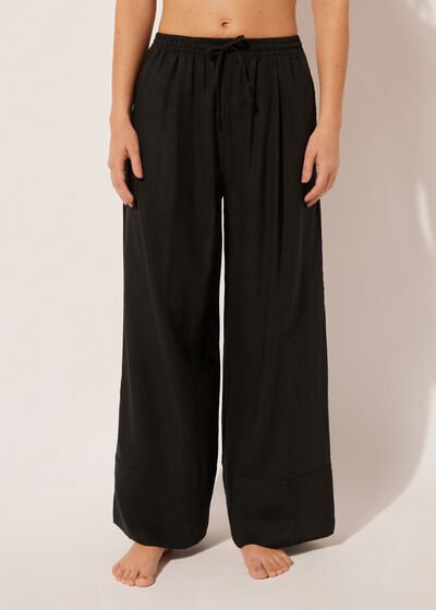 Broek met Wijde Pijpen van Linnen en Viscose