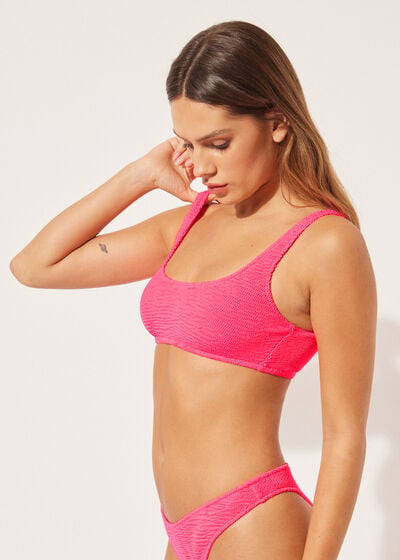 Sporty Tank-Style Swimsuit Top Crinkle Waves