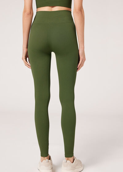 Leggings Sportivi in Seamless a Coste Sottili