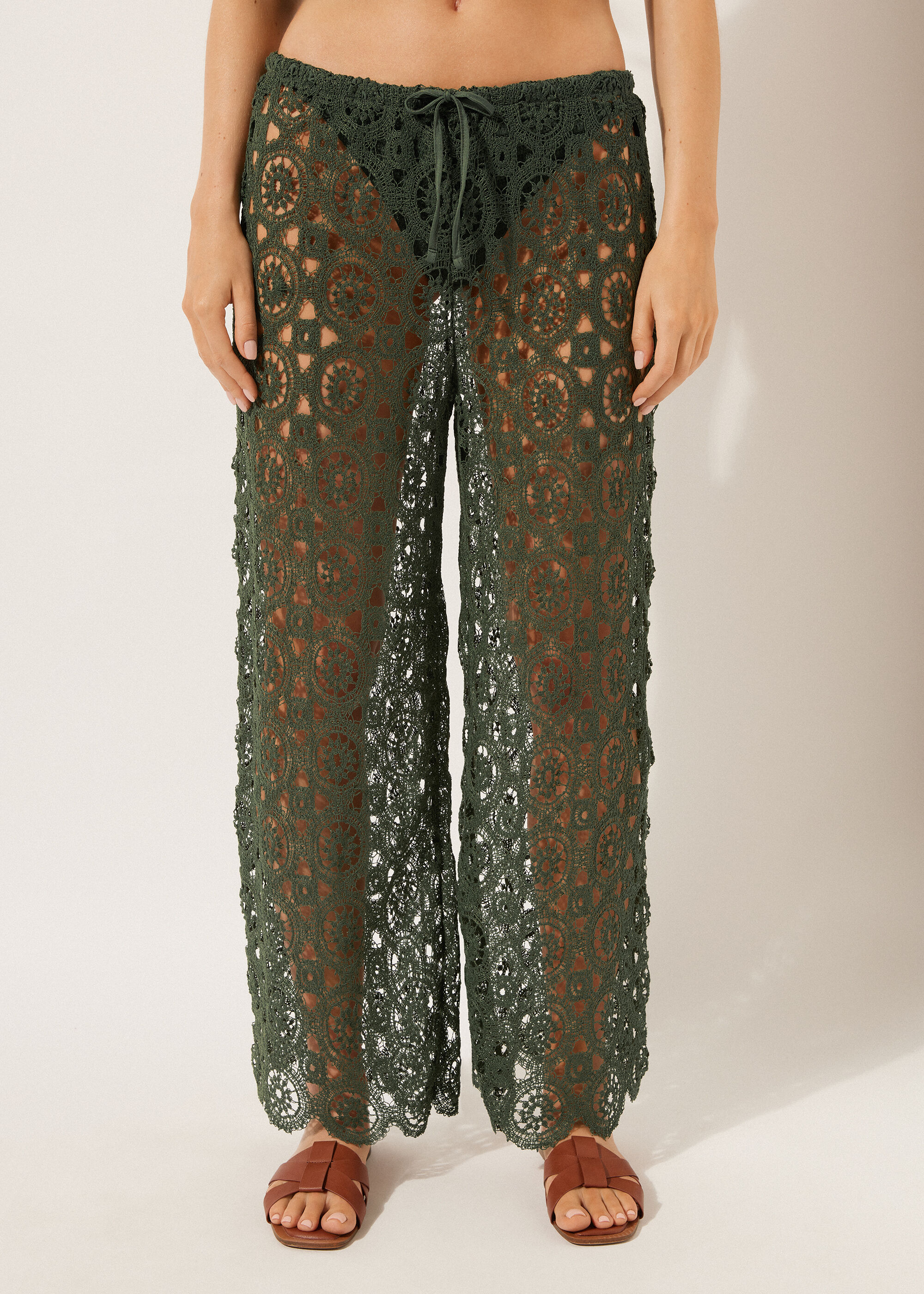 Geometric Crochet Palazzo Trousers