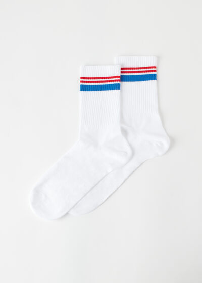 Calcetines Cortos con Motivo Raya de Hombre