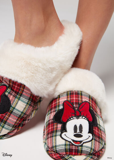 Geschlossene Pantoffeln mit weihnachtlichem Disney Minnie-Motiv