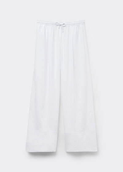 Linen and Viscose Palazzo Trousers