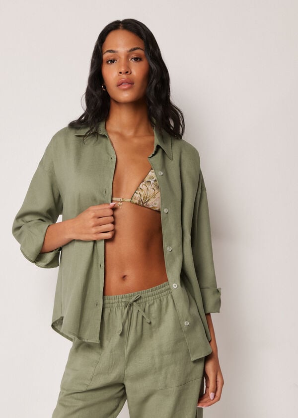 Short Linen and Viscose Shirt