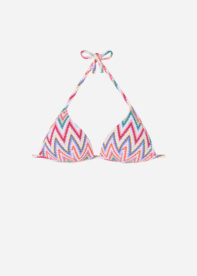 Graduated Padded Triangle Swimsuit Top Multicolor Chevron