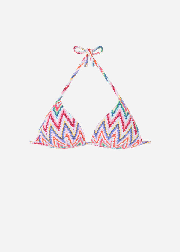 Graduirano podstavljeni bikini top s trokutastim košaricama Multicolor Chevron