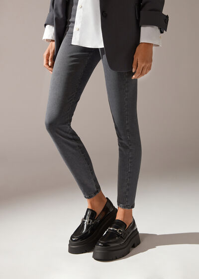 Leggings de Denim Skinny de Cintura Alta
