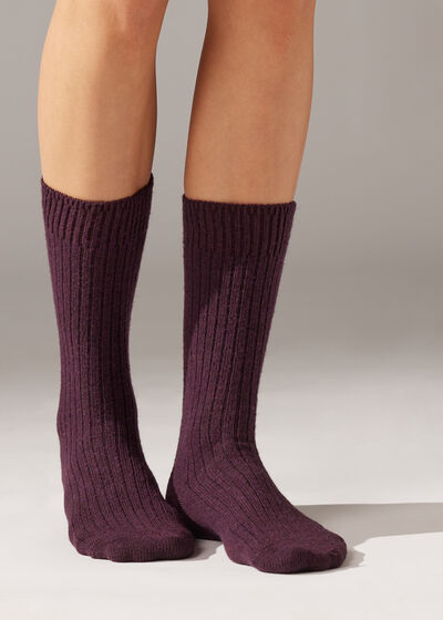 Short Ribbed Socks with Wool and Cashmere