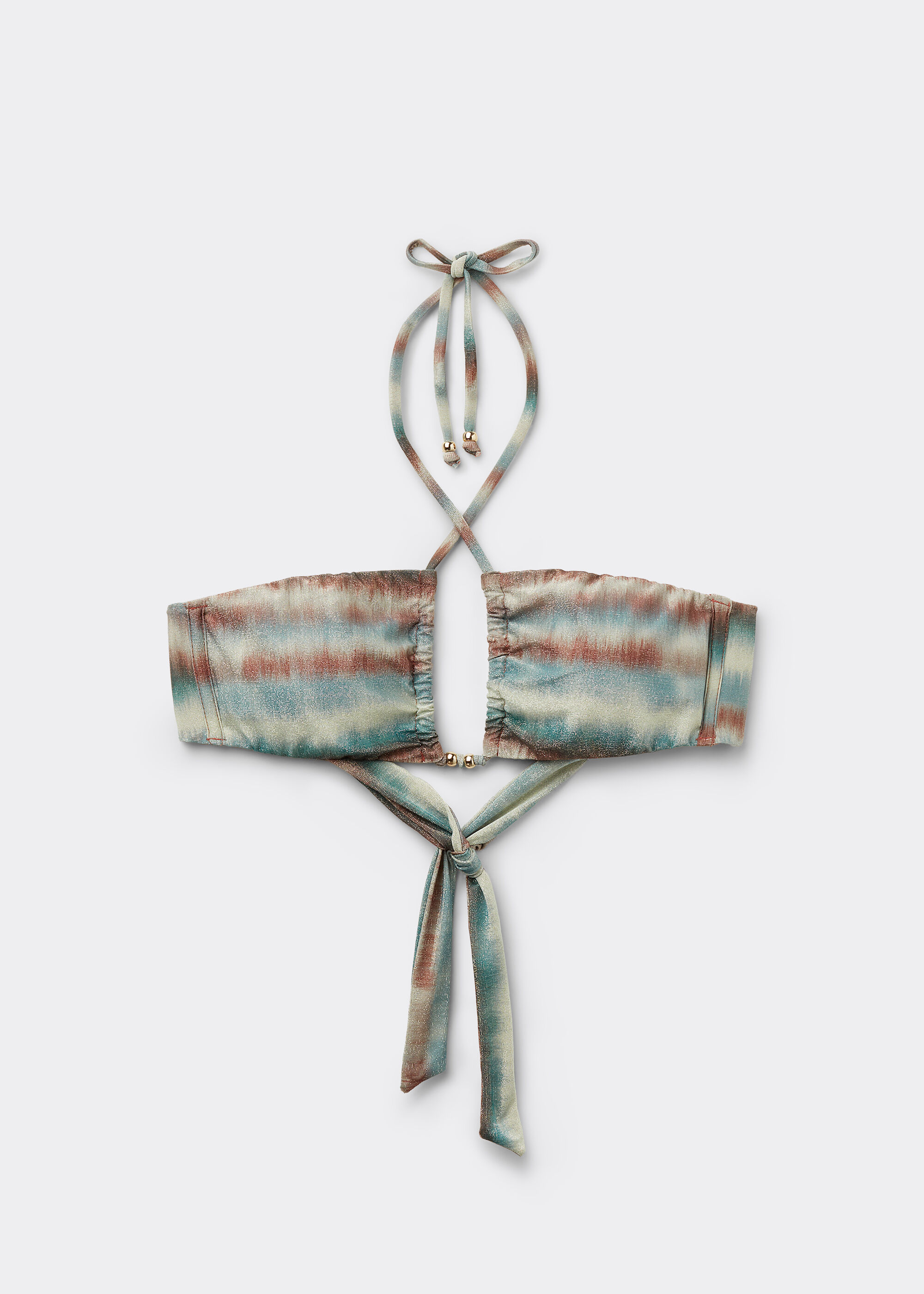 Tie Bandeau Bikini Top Glittery Tie-Dye