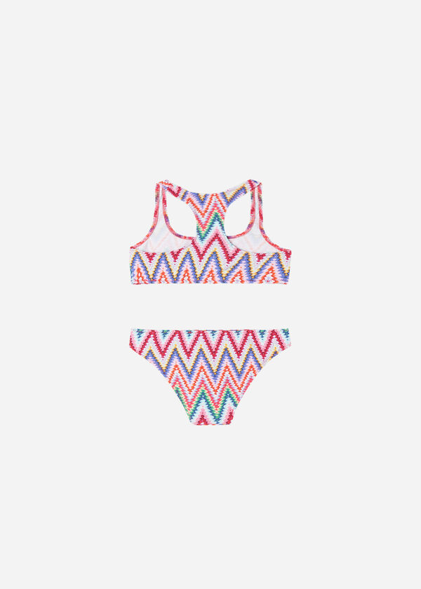 Girls' Two Piece Swimsuit Multicolor Chevron