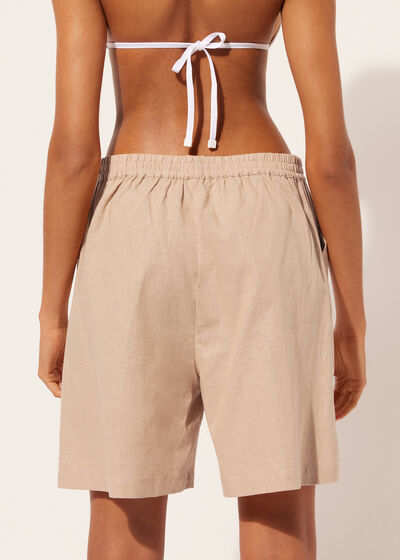 Cotton and Linen Bermuda Shorts