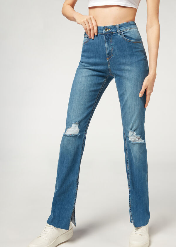 Jeans Straight Strappi