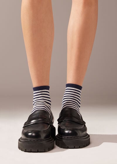 Κοντές Κάλτσες από Λινό με Ρίγες