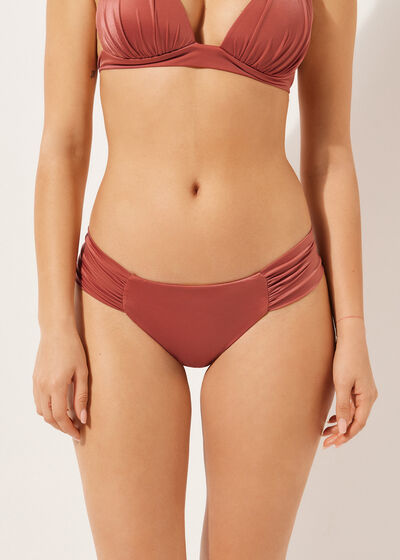 Brazilian-Bikinihose mit Drapierung Shiny Satin