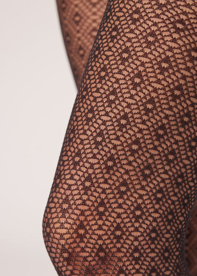 Sieťované 50-denové pančuchové nohavice s kosoštvorcovým vzorom